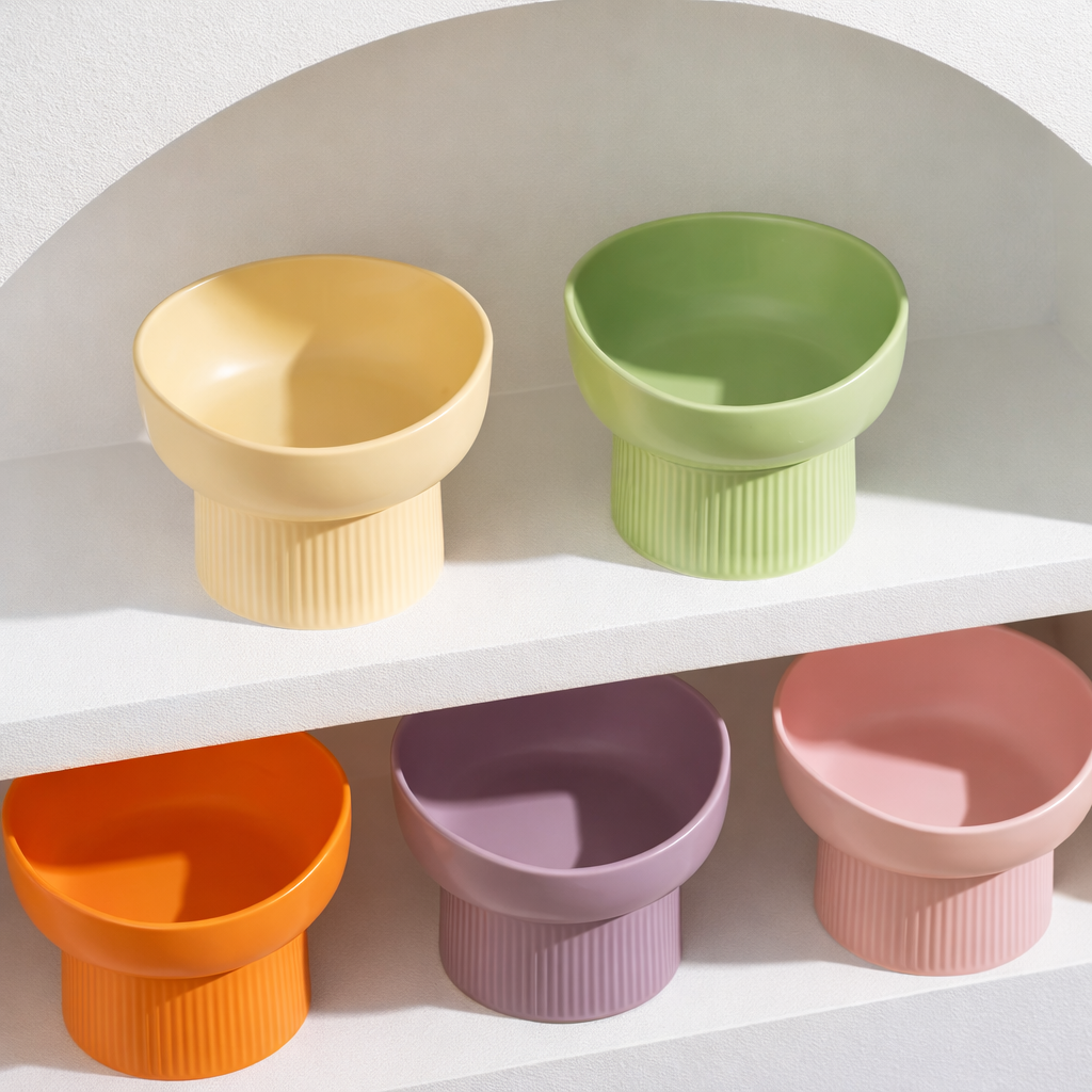 Nordic Ceramic Elevated Small Dog & Cat Bowl