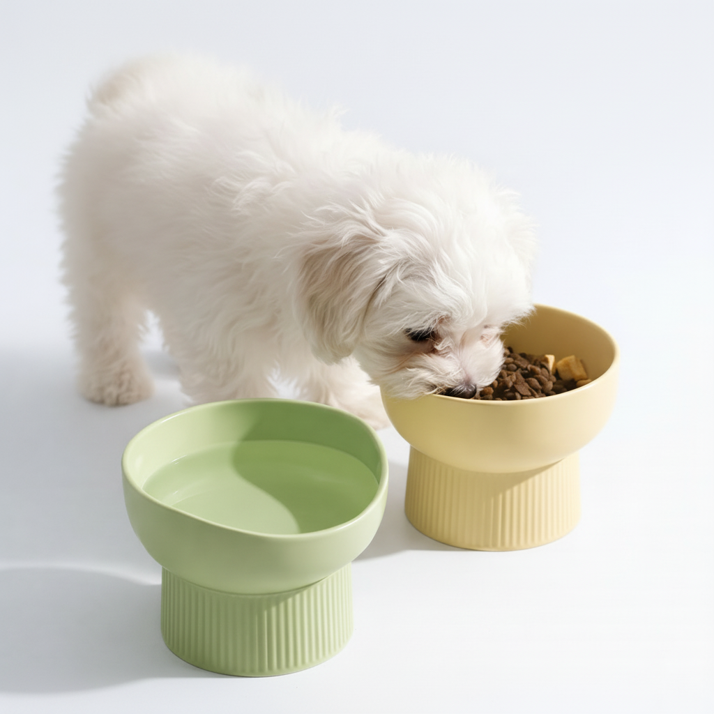 Nordic Ceramic Elevated Small Dog & Cat Bowl