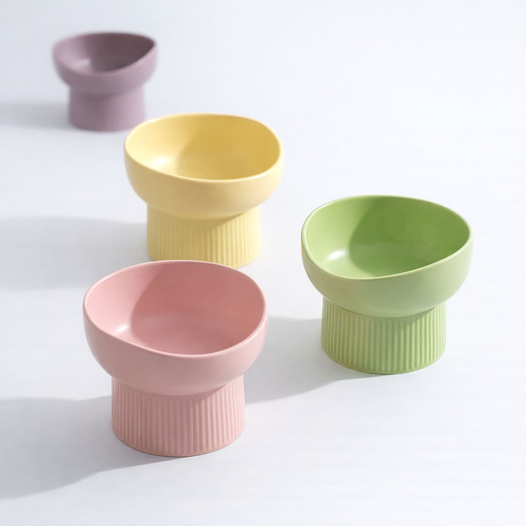 Nordic Ceramic Elevated Small Dog & Cat Bowl